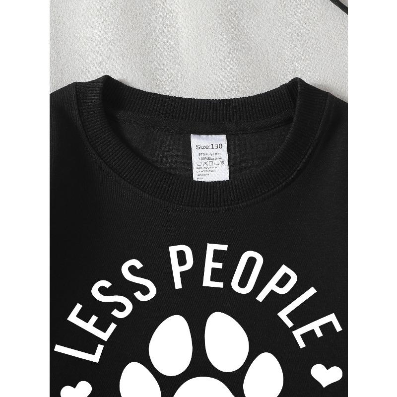 Less People More Dogs 2026 New Girls' Long-sleeve Casual Crewneck Sweatshirt, Suitable for Outdoor Sports