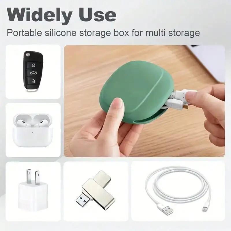 Silicone Cell Phone Cable Bag Data Storage Box Travel Earphone Wire Key U Drive USB Rating Sauna Airpod Case Galaxy Buds Case