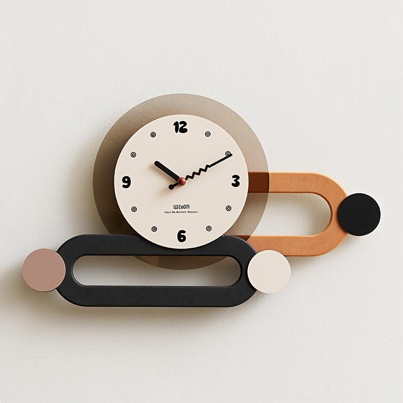 

Modern Geometric Wall Clock Stylish Cream Colored Wooden Design with Silent Movement, Creative Decorative Timepiece for Living Room or Office помаранчевий