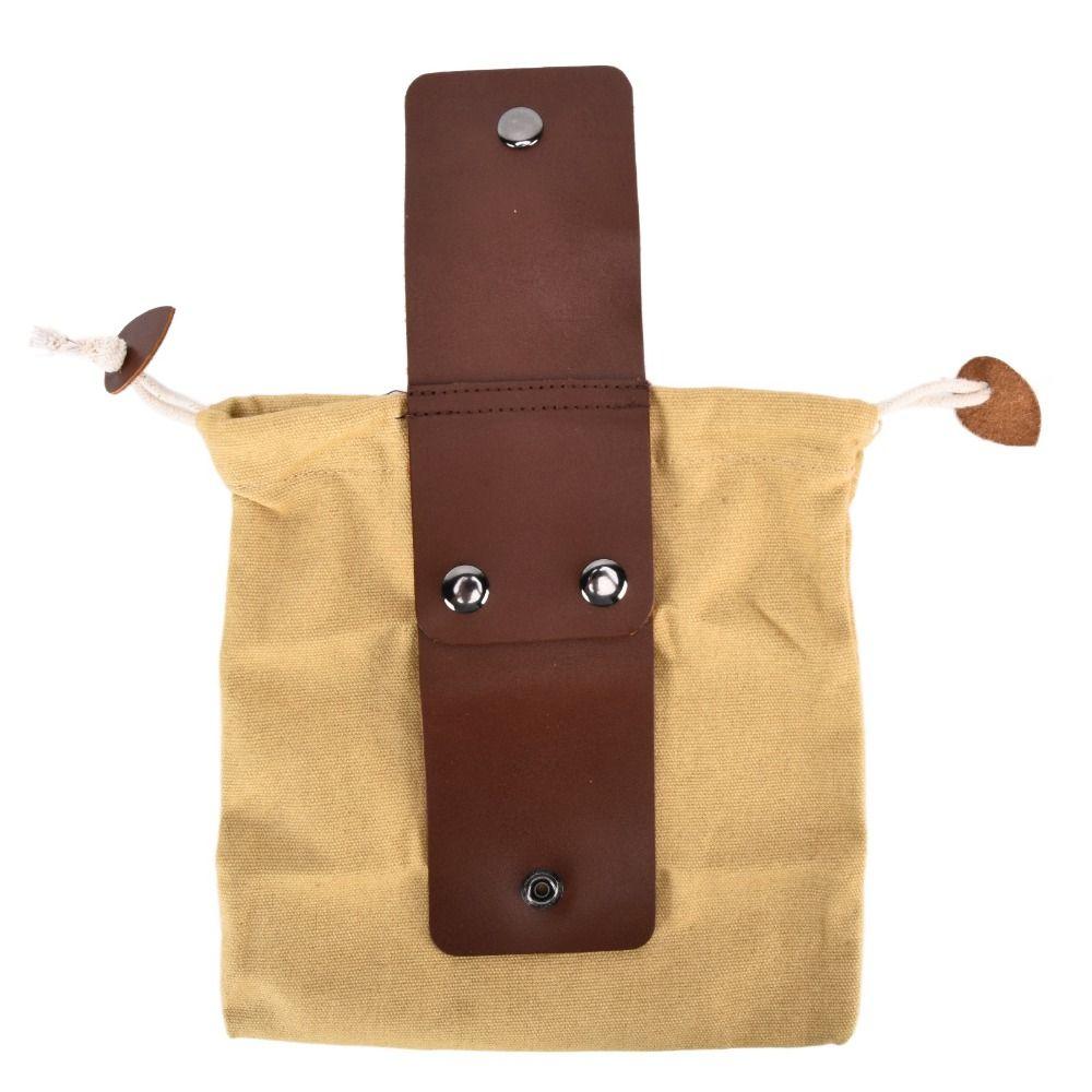Collapsible Foraging Bag Leather Trim Outdoor Pouch Bag Portable Foraging Pouch Mushroom Foraging