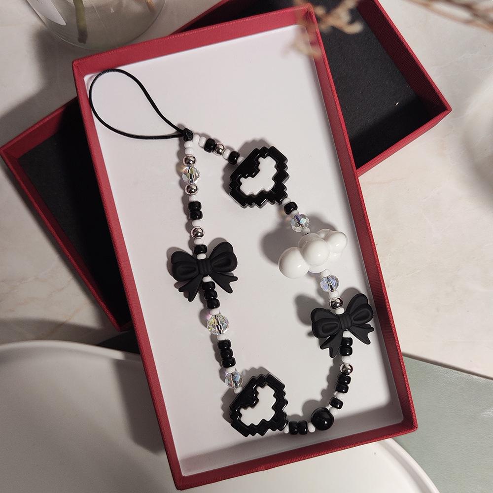 KKBEAD Love Beaded Phone Chain Pendant - Girls' Bow, Japanese & Korean Style Lanyard