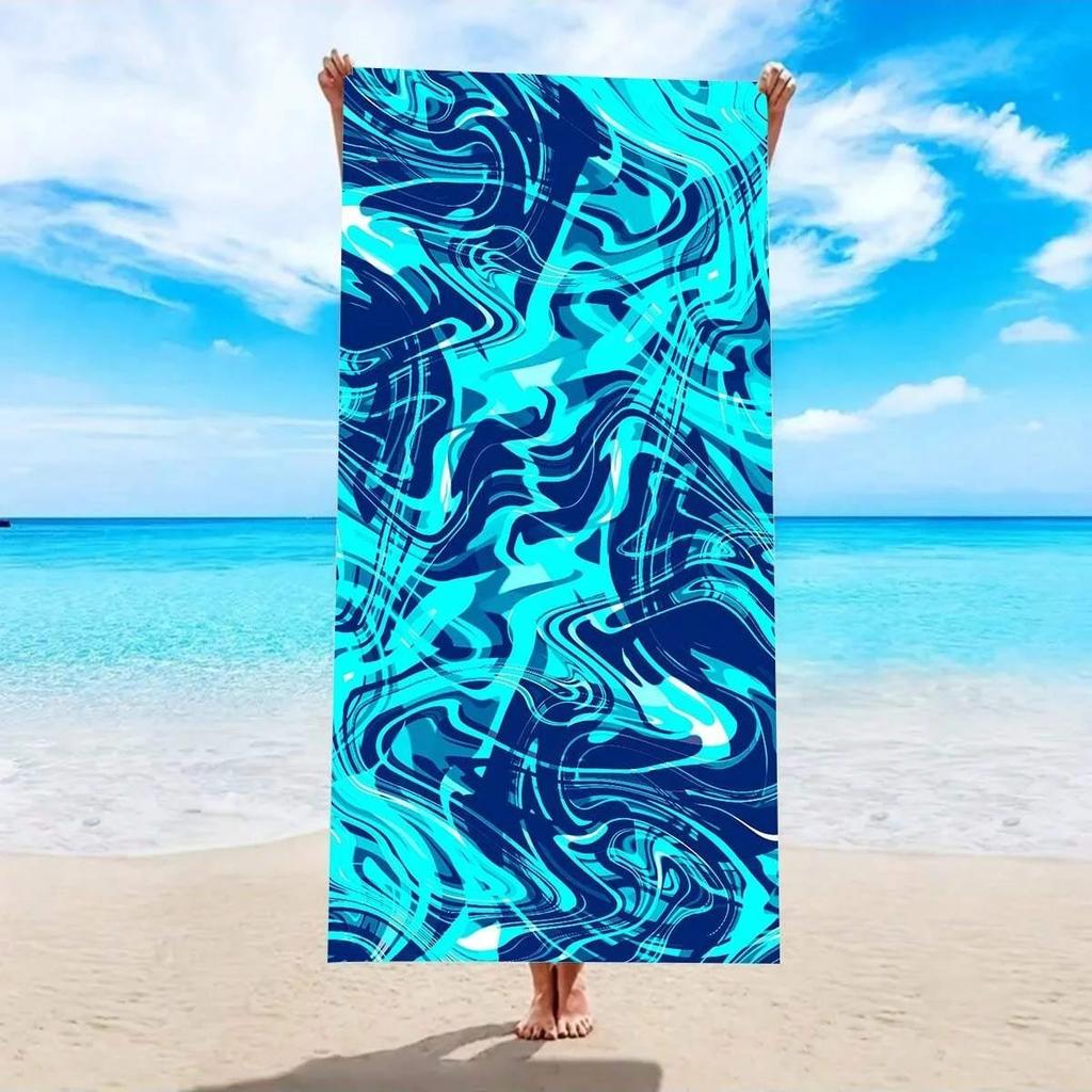 1pz Asciugamano da Spiaggia con Fantasia Mandalay Blu, Coperta da Spiaggia in Microfibra Ultra-Fine, Asciugamano da Bagno Altamente Assorbente, Adatto per l'Estate