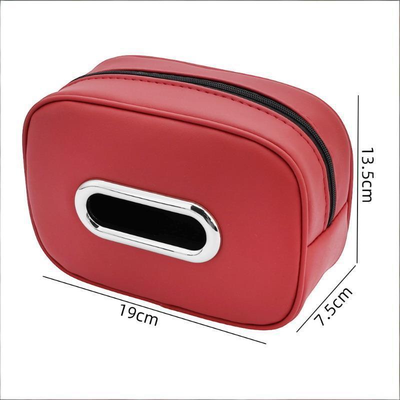Car Tissue Box Holder Nappa Leather Car Center Console Armrest Napkin Box Sun Visor Backseat Tissue Case With Fix Strap