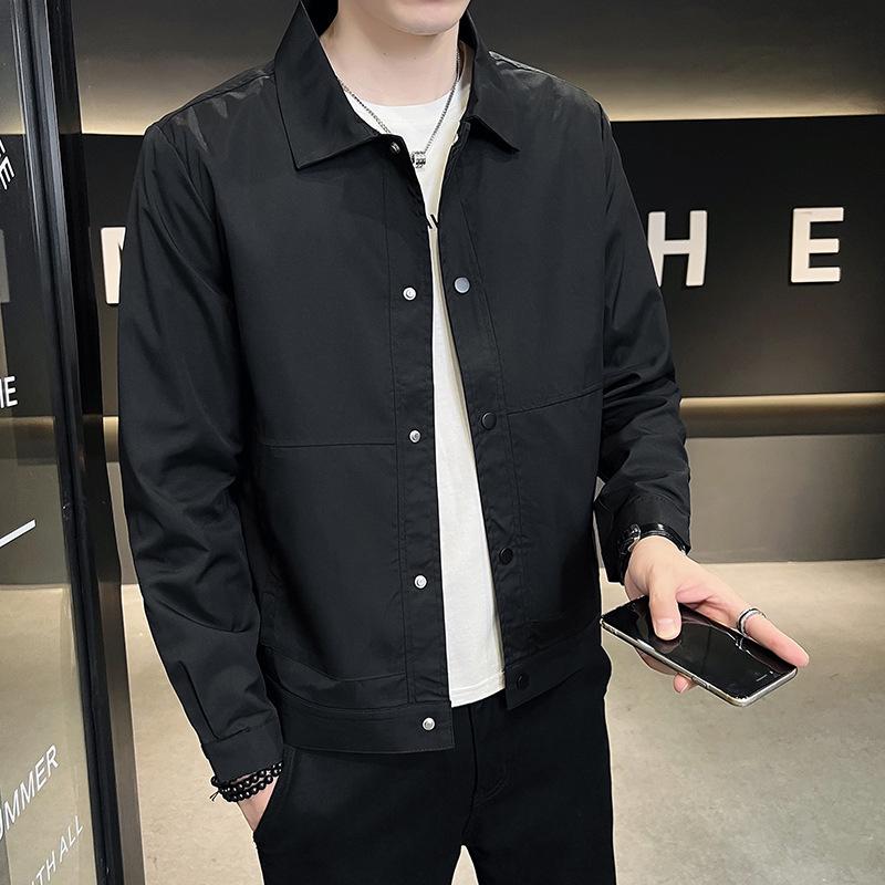 

Men s Slim Fit Casual Korean Style Jacket for Spring & Autumn 2025 - Trendy, Versatile, Stylish Top Coat XXL чёрный