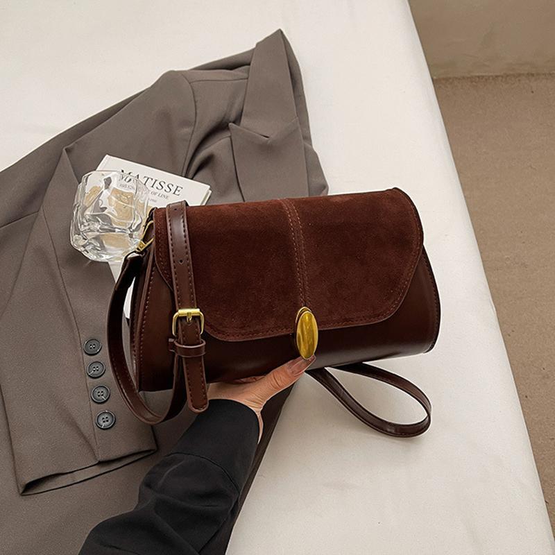 

Fashion PU Shoulder Bag Stylish Crossbody Bag Adjustable Strap Vintage Small Tote Bag Trendy Commuting Bag Slouchy Hobo Bag KTY 25x8x14cm кофейный