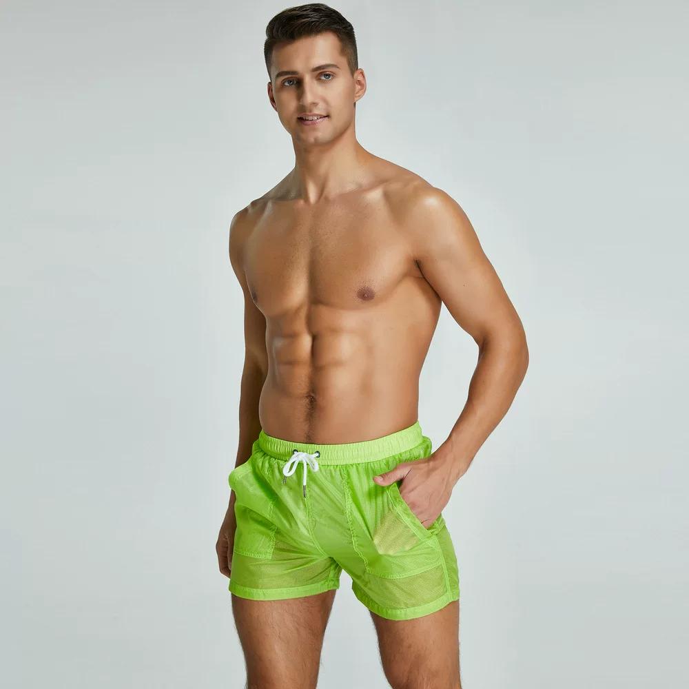 Thin Semi-Permeable Beach Shorts Quality Men Home Pants Mid Waist Training Quick-Drying Running Quick-Dry Casual Sports Pants
