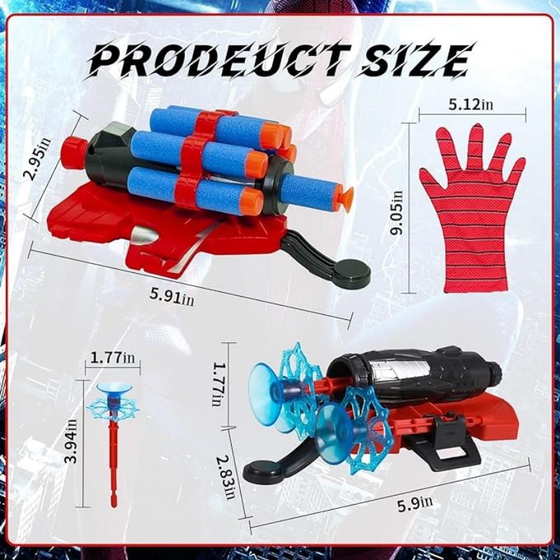 2 Pieces Spider Web Shooter Hero Wrist Launcher Playset with RPG Rocket Gloves Fun Kids Decorative Wrist P Toys