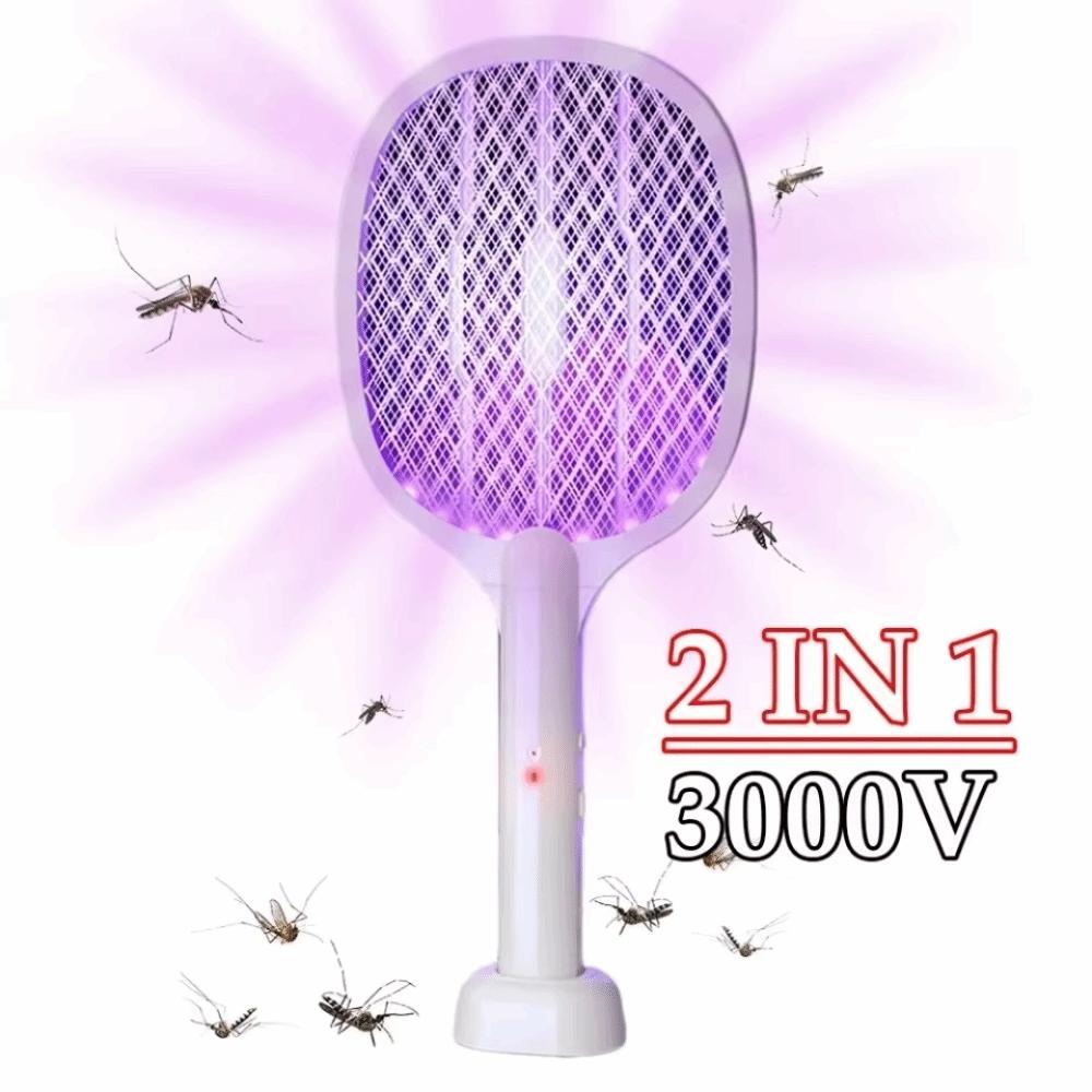 USB Rechargeable Handheld Fly Swatter Foldable Bug Zapper Racket Pest Control Device