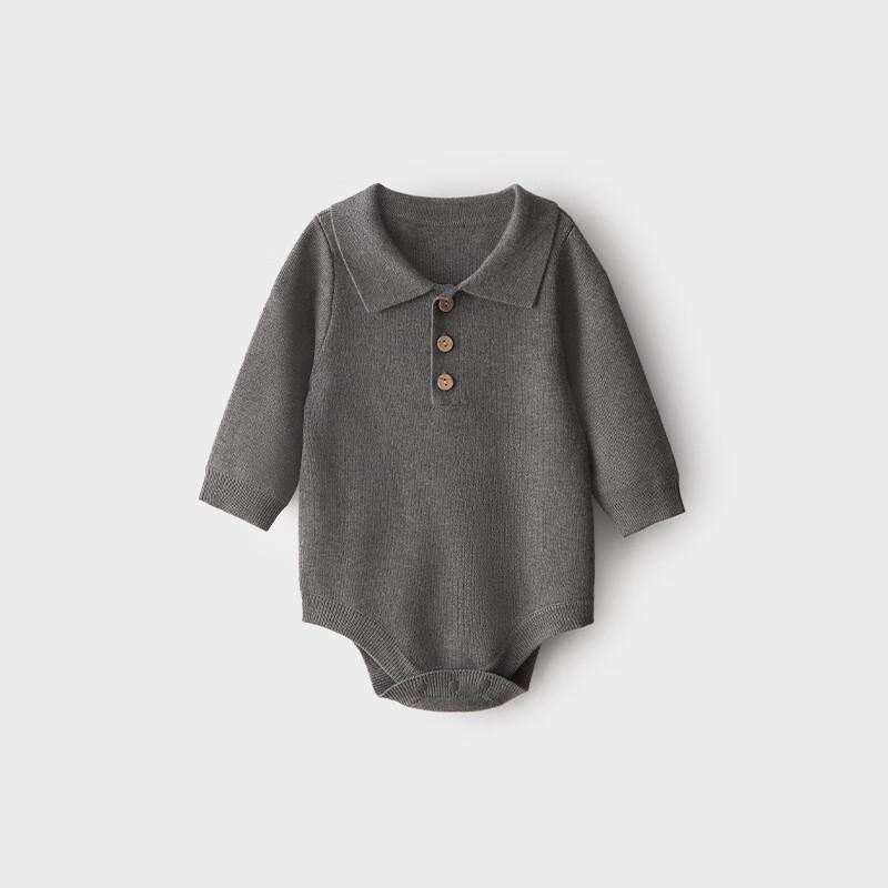 Koala Bebe Merino Wool Blend Polo Knit Baby Romper