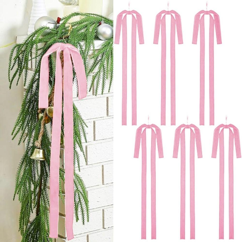 6pcs/set Vintage Christmas Tree Bows Indoor Outdoor Decorations Versatile Usage Velvet Bows Elegance Christmas Gift Wreath Bow