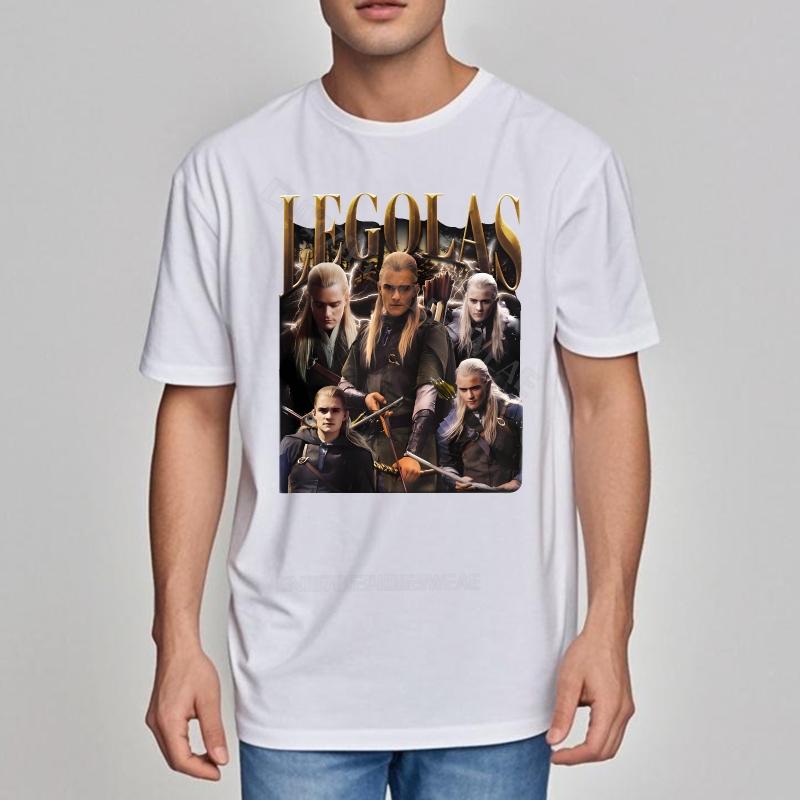 Top Tees Black Plus Size Tshirt Legolas With Various Scenes Printed Travel Round Neck Tee Anime Lightweight Tee Vintage