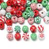 5/10st 16mm Träpärlor Grön Snögubbe Jul Mellanpärlor för DIY Armband Nyckelring Smyckestillverkning Handgjorda Tillbehör