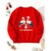 European sizes Kids' Crewneck Sweatshirt with Adorable Cartoon Stork Parent-Child Pattern Design, a Lively and Cute Top for Casual Attire