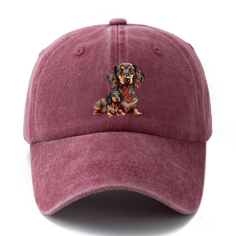 Dog cartoon printed baseball cap with curved edges for casual outdoor sports, parties, camping, truck driver hat