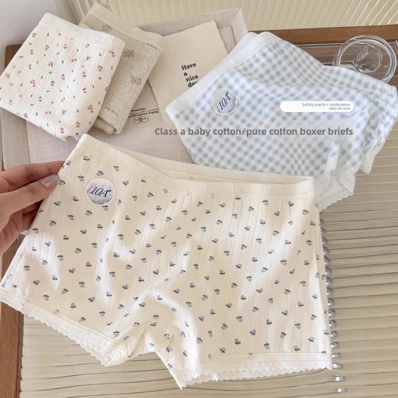 Women's Spring and Summer Pure Cotton 10A Antibacterial Extended Crotch Anti-glare Briefs