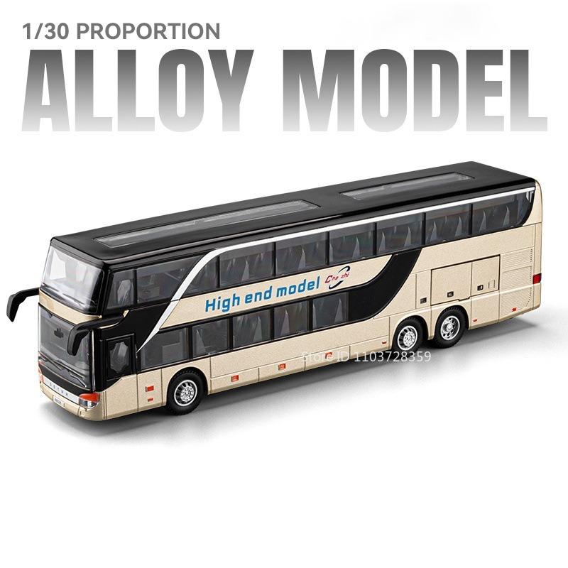 

1:30 Business Bus Model Car Toys Alloy Diecast Long Distance Buses Pull Back Doors Opened Sound Light Ornament Cars Kids Gifts золотой