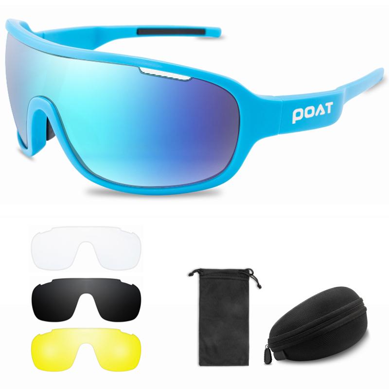 POAT Outdoor Sports Men Women Sunglasses Extra Lens Cycling Eyewear Fashion Bike Bicycle Mtb Goggles with Case UV400
