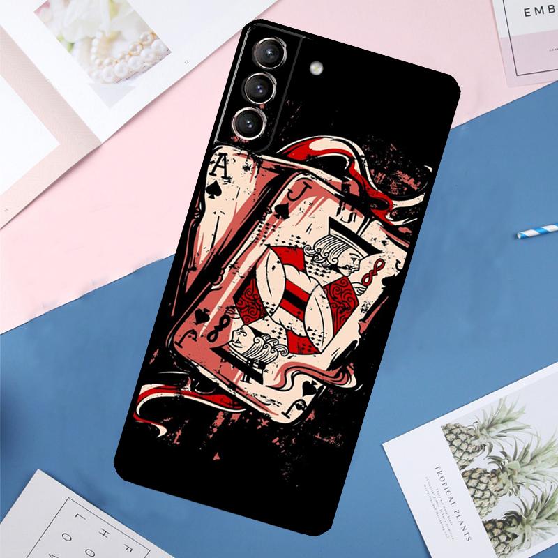 Ess i spader Pokerfodral För Samsung Galaxy S22 S23 S24 Ultra S9 S10 Plus Note 10 20 Ultra S20 S21 FE Skydd