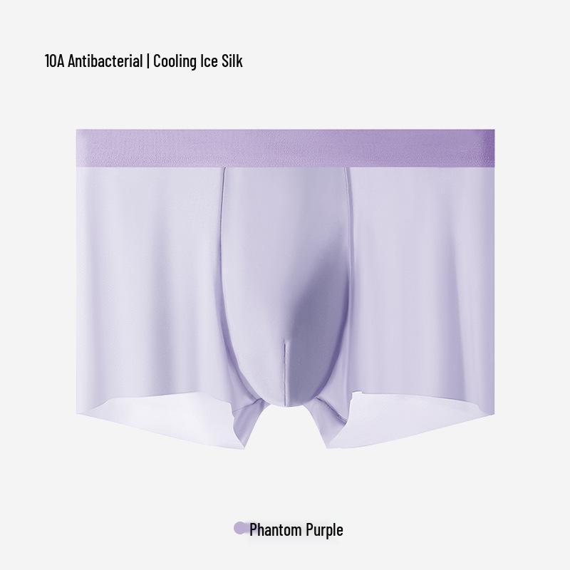 Men's Breathable Ice Silk Boxer Briefs: Lightweight, Antibacterial, Seamless, Plus-Size Underwear for Summer