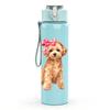 1PZ Cane Barbone Dorato Carino Cartone Animato 750ml Bottiglia d'Acqua Sportiva in Plastica Colorata Tappo Flip con Cannuccia Anti-perdite Adatta per Sport Ufficio Uso Domestico