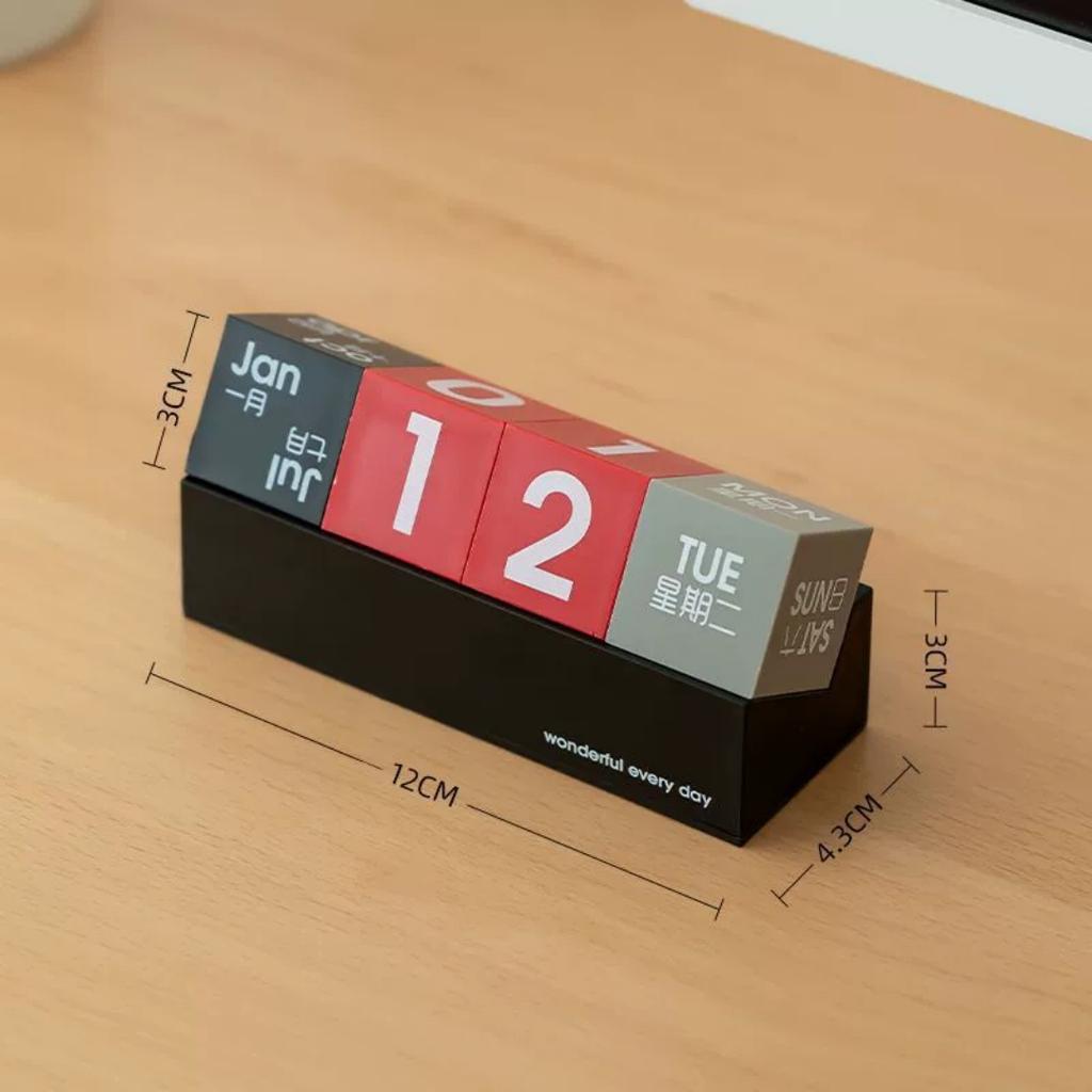 Desktop Ornament Perpetual Calendar Date Week Month DIY Square Block Office Desk Decoration Pen Phone Business Card Holder