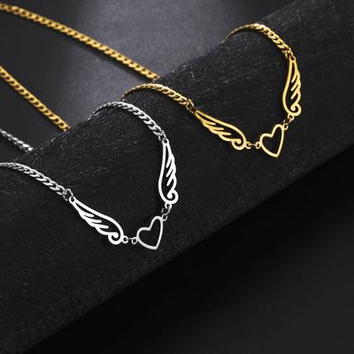 Angel Love Stainless Steel Pendant Necklace Wings Personality Niche Collarbone Chain Jewelry Necklace