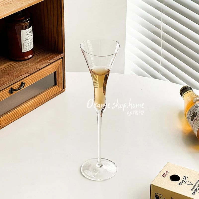 Transparente Dünne Stiel Kristall Champagnergläser Tasse, Taillierte Weite Öffnung Kreative Flöten Cocktailgläser Haus Party Becher
