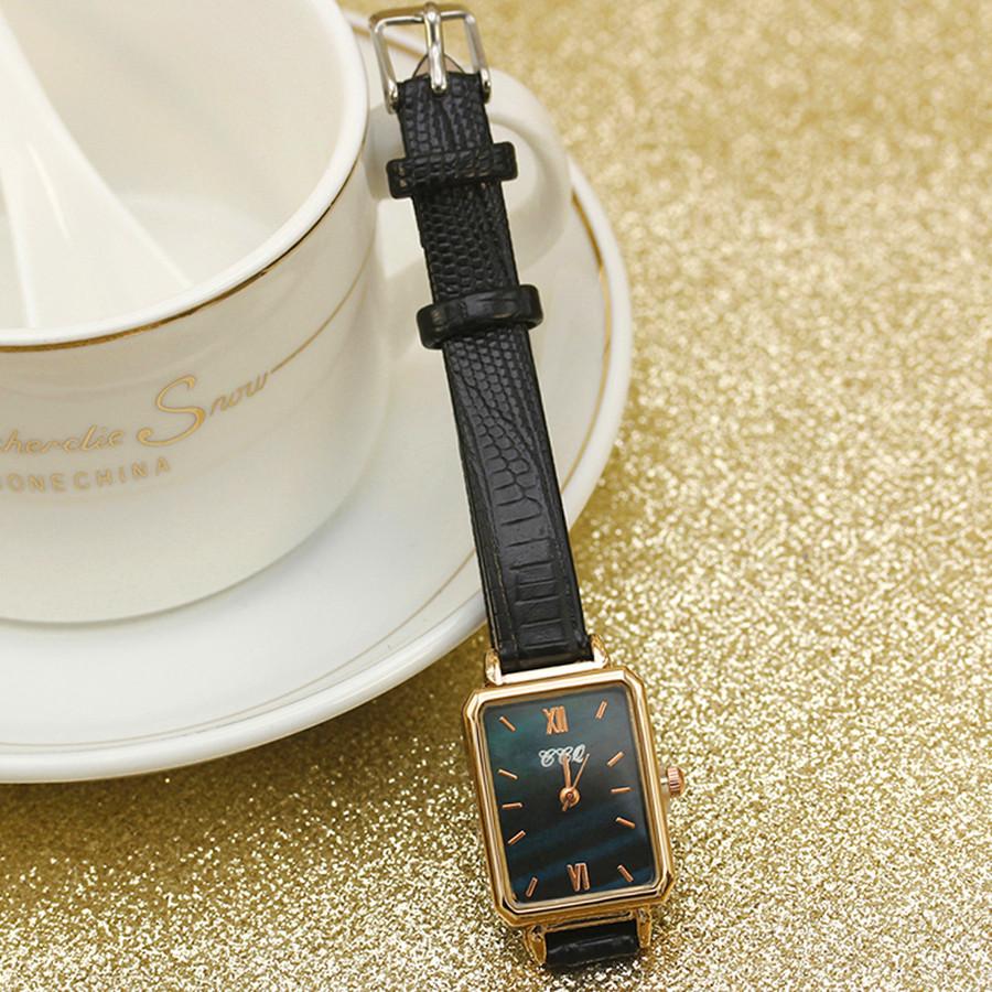 New Women Dress Watches Square Ladies Quartz Bracelet Watch Simple Rose Gold Alligator Leather Strap Female Watches Girl's Gift