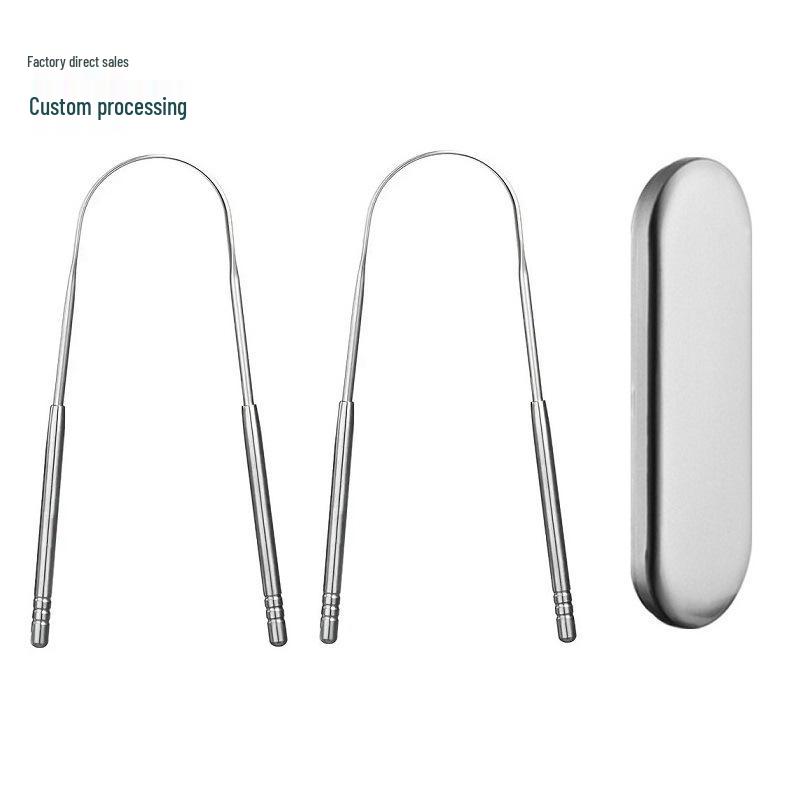 Stainless Steel Tongue Scraper Set for Adults - Oral Cleaning Tool