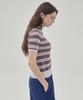 THEKNITCOMPANY Campis Cotton Striped Polo Shirt - Langueid Lavender