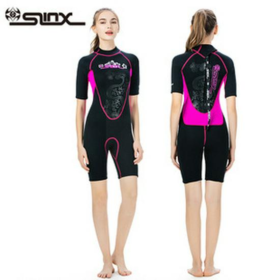 Slinx Quick-Dry Women's 2mm One-Piece Bikini Wetsuit with Diving Socks