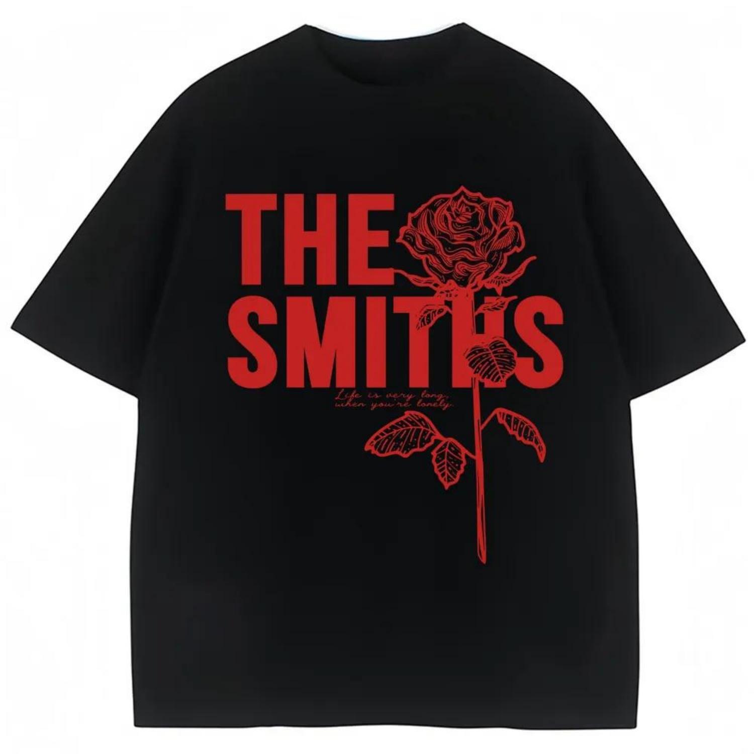 

Футболка с графическим принтом Rock Band The Smiths Мужская Женская Модная Хип-Хоп Винтажная Харадзюку Футболки Оверсайз Повседневные Хлопковые Футболки Уличная Одежда S чёрный