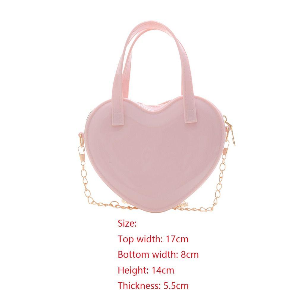 Women's New Mini Crossbody Chain Shoulder Bag Fashion Love Shape Candy Color Jelly Single Shoulder Bag Handbag Women's Satchel