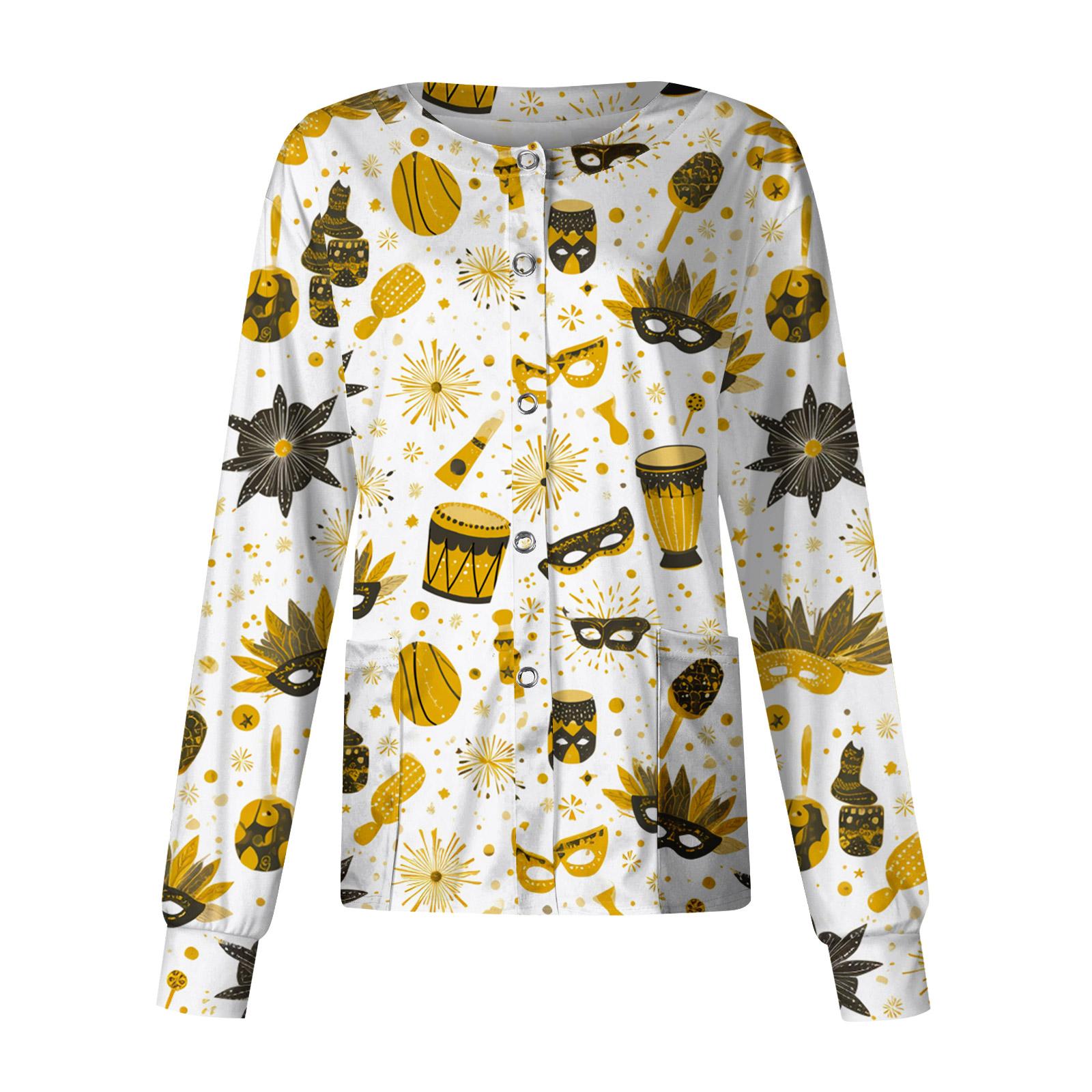 

Women s Casual Long Sleeve Single Breasted Printed Dry- Top XL жёлтый