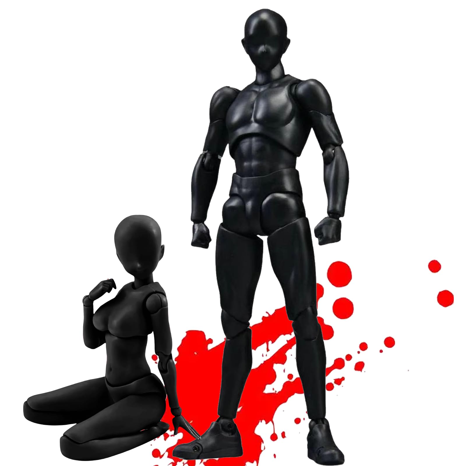 

MemeDa Drawing Figure, Articulated, with Stand, Poseable Model Figure for Painting, Muscular Body, Male + Female (Black)