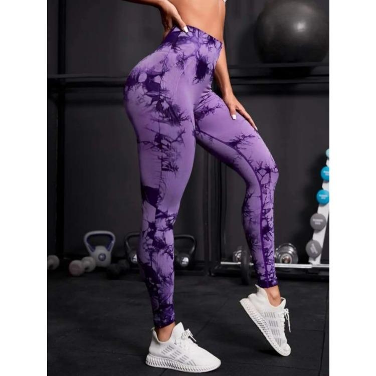 Seamless High Waist Leggings Women Tie Dye Leggings Fitness Sports Running Yoga Pants Hip Liftting Elastic Knitting Tights