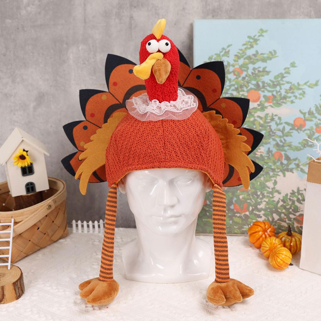 Playful Thanksgiving Turkey Hat Cap Durability Polyester Construction Long Last Color Safe For Children Party Decors