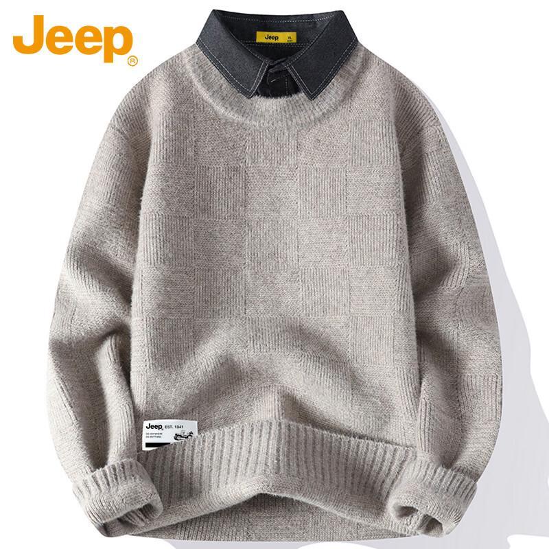 

Jeep Men s Winter Thickened Shirt Collar Knit Sweater L