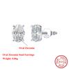 EFFIE QUEEN 925 Sterling Silver Stud Earrings With Sparkling Oval Zirconia Ornament Various Size Selection Elegant Gift LZE03