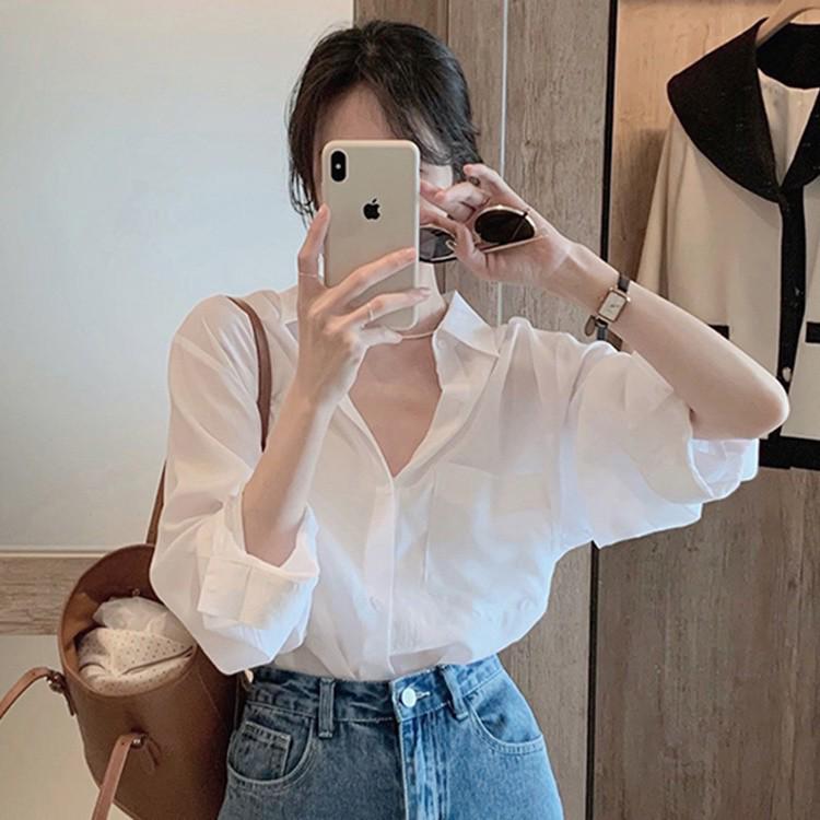 Women s Versatile Long Sleeve White Casual Shirt - Stylish and Loose Fit for Spring Small белый