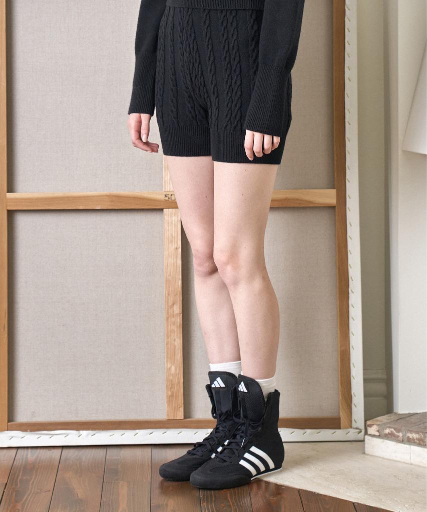 AMES-WORLDWIDE Cable Knit Short Pants Black