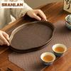 Chinese Bamboo Handmade Tea Tray Zen Crabapple Teapot Holder Traditional Tea Board Dishes For Serving Fruit Plate Teaware Craft