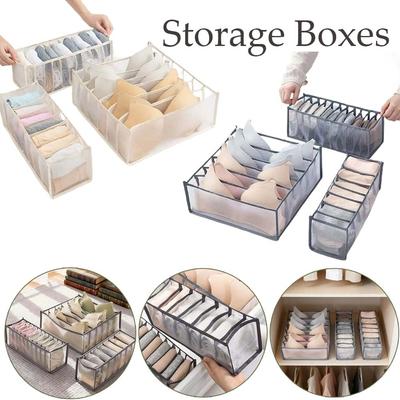 Multi-grid Drawer Organizer Set Fabric Storage Box Foldable Closet Divider for Socks Underwear Wardrobe Organization for Bedroom
