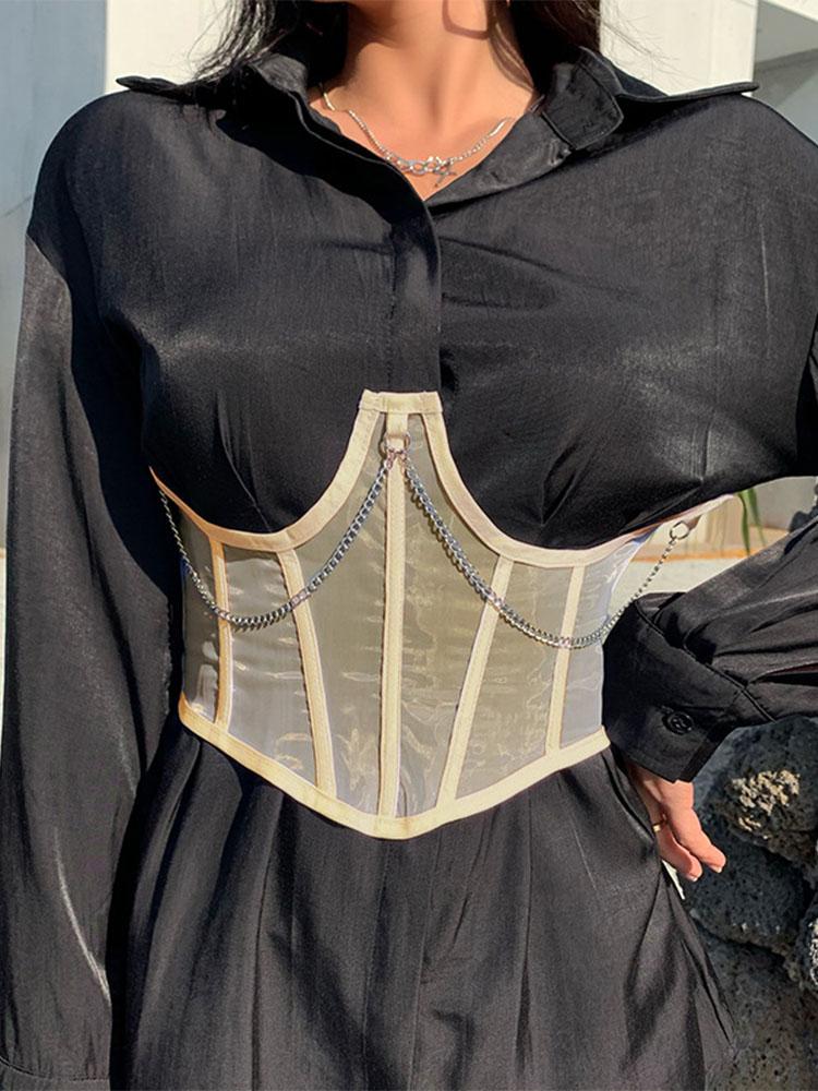 

Ремни для женщин, широкий ремень на шнуровке, сетчатый элегантный женский ремень с металлической цепочкой, женский эластичный широкий ремень, женский асимметричный ремень L абрикосовый