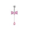 Pink Zircon Butterfly Heart Belly Button Ring For Women Stainless Steel  Flower Tassel Navel Ring Body Piercing Jewelry
