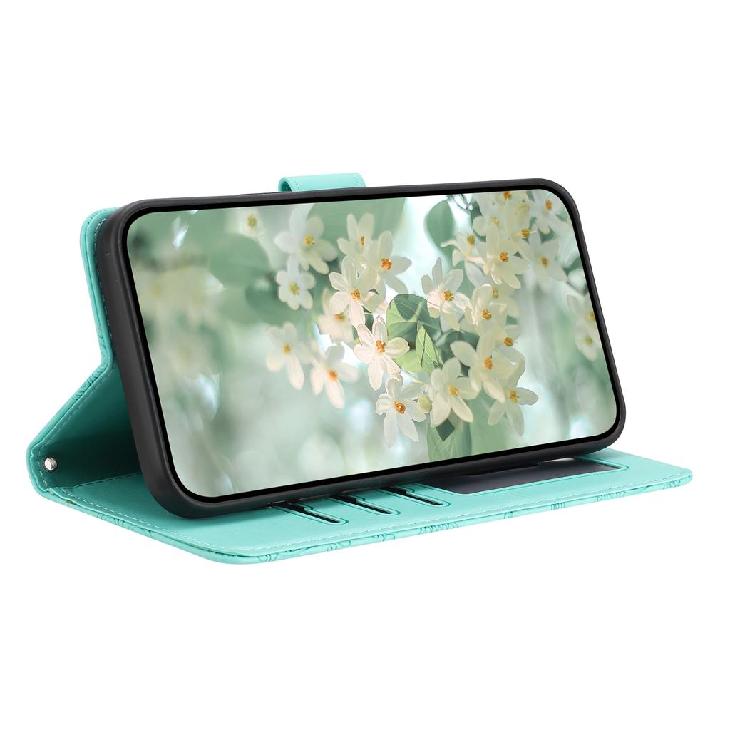 For Samsung Galaxy S25+/S24+ Case Flower Imprint Leather Flip Wallet Phone Cover with Wrist Strap