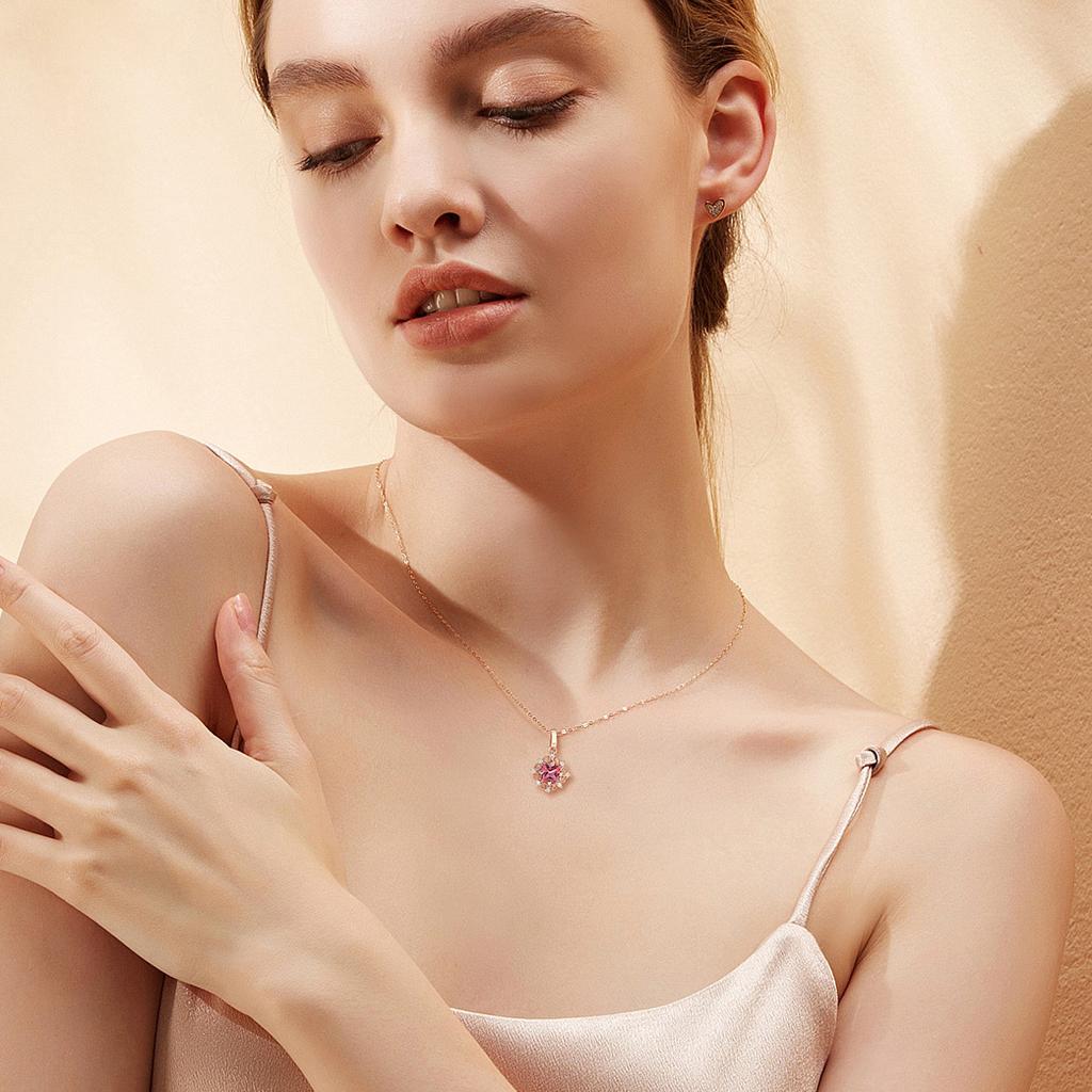 Rose Gold Color Pendant Gemstone Natural Red Ruby Treasure Pendant 45cm Necklace Jewelry Pendant
