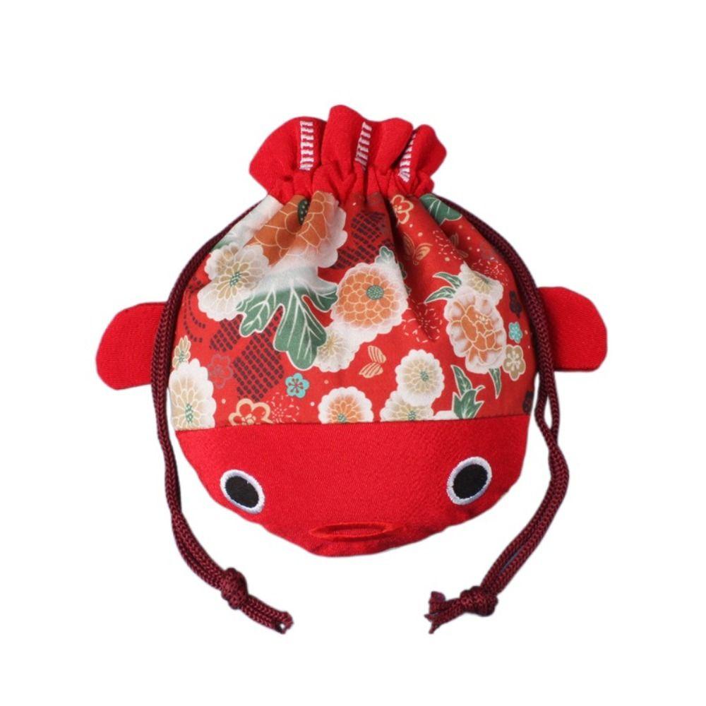 

New Year Canvas Flower Drawstring Bag Cartoon Animal Festive Sugar Bag Female/Girls B