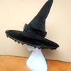Halloween Party Velvet Witch Hats Party Wide Brim Pointed Hat Accessory Tulle Witch Hat with Lace Conjurer