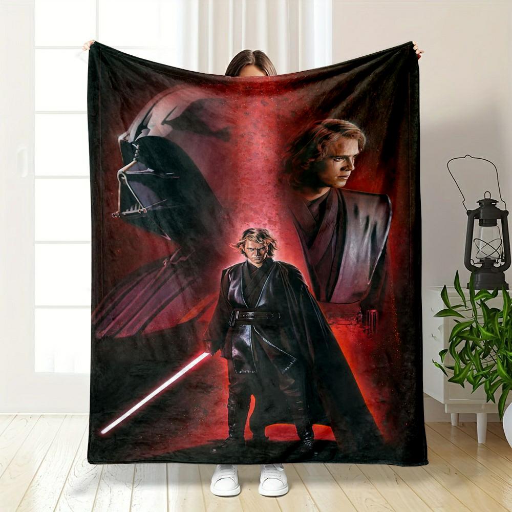 Star Wars Sith Design Warm Blanket with Red Lightsaber Flannel Blanket for Bedroom, Living Room, Sofa, and Nap.